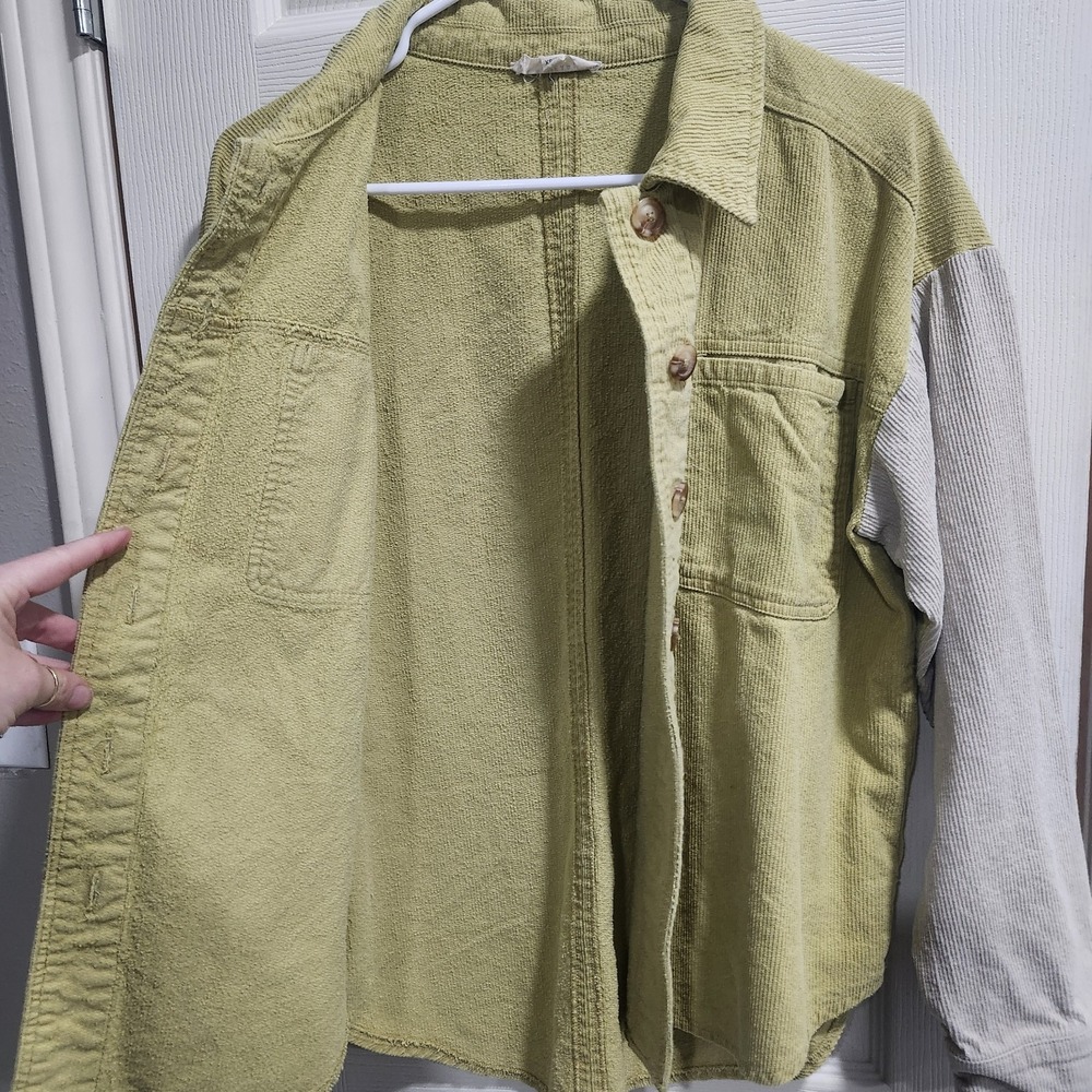 LA Hearts Corduroy Shacket‎ XS/S Chartreuse Green Colorblock Button Jacket - Picture 13 of 13